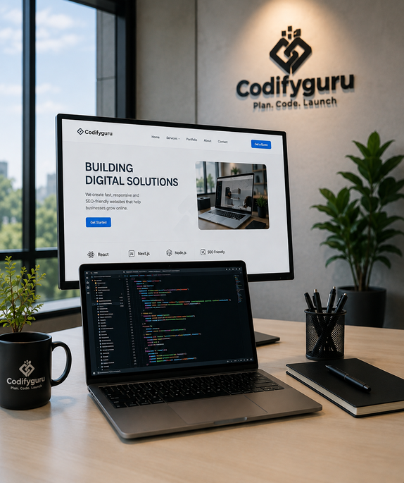 Codifyguru engineer coding at a workstation