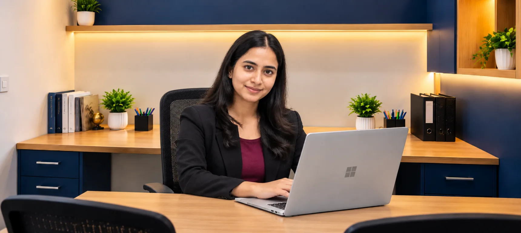 Neha Kumari working at her Codifyguru office desk